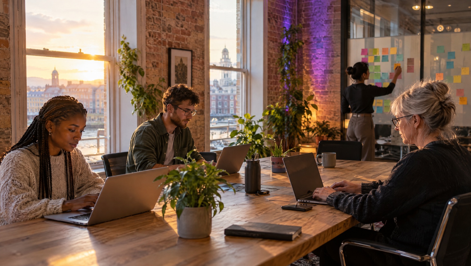 A small team at work in a bright Dublin office